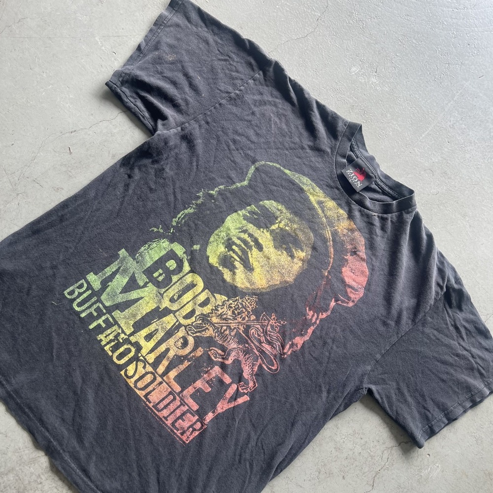 Vintage Zion Rootswear Bob Marley Shirt Mens L Buffalo Soldier Rasta Made in USA